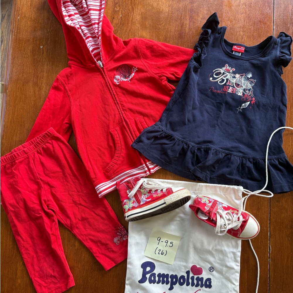 Pampolina Red and Navy Girl’s Matching Set
